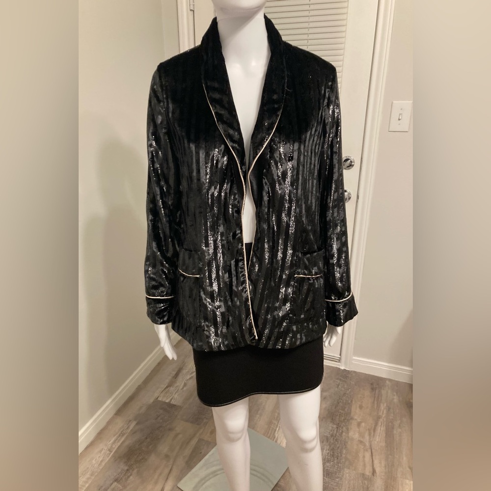 Victoria’s Secret Women Black Velvet Blazer Sz XS